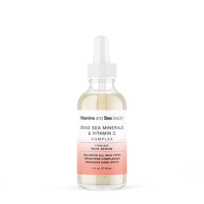Toning Skin Serum mit Vitamin C Komplex & Totes Meer Mineralien – Aufhellend, Dunkle Flecken Minimierer, Tonisierendes Gesichtsserum – Vegan, Parabenfrei – 60 ml