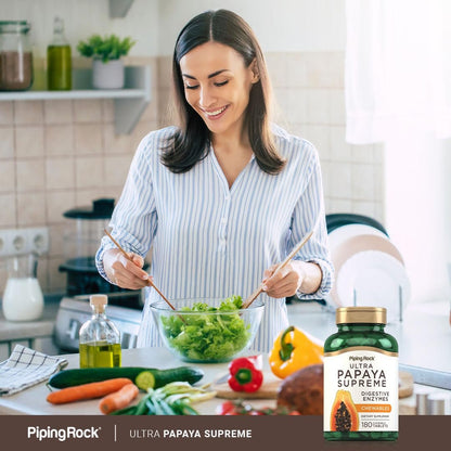 Piping Rock Papaya Verdauungsenzyme Kautabletten | 180 Tabletten | Ultra Nahrungsergänzung für Frauen und Männer | Carica Papaya | Vegetarisch, Nicht-GVO, Glutenfrei