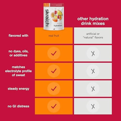 Skratch Labs Hydration Sports Drink Mix – Fruchtpunsch, 20 Portionen – Veganes, nicht-GVO Elektrolytpulver für schnelle Hydration & Ausdauer