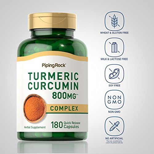 Piping Rock Kurkuma Curcumin Komplex – 180 Kapseln pflanzliches Extrakt | Non-GMO, Glutenfrei
