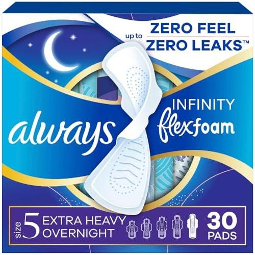 Always Infinity Damenbinden mit Flügeln, FlexFoam, Größe 5, Extra Stark für die Nacht, ohne Duft, 30 Stück