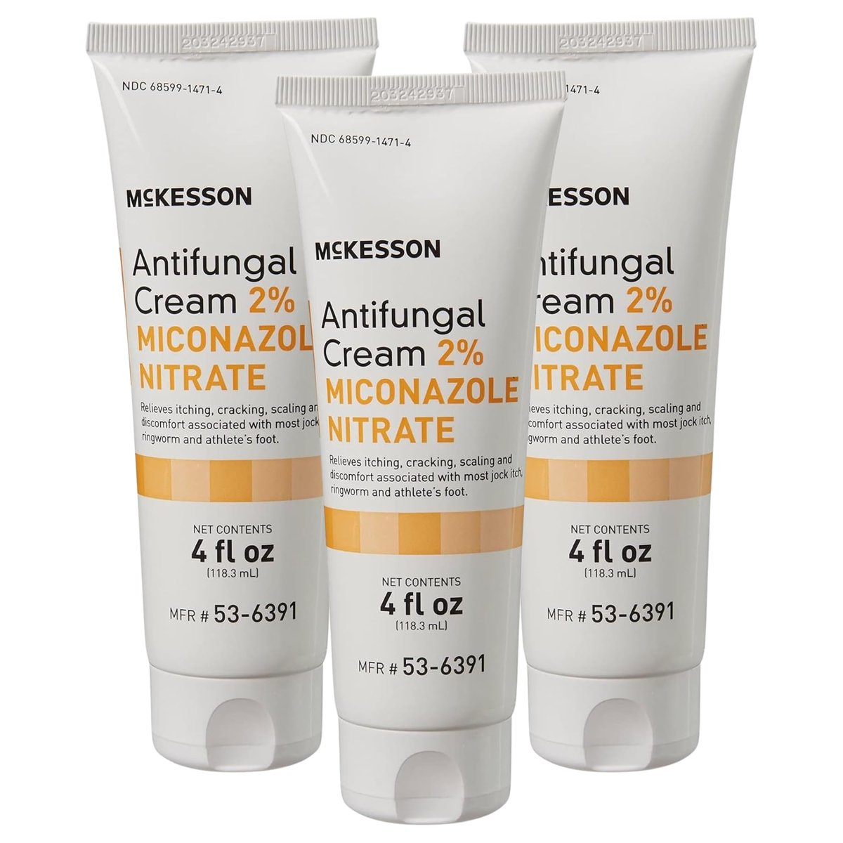 McKesson Antifungal Creme, 2% Miconazolnitrat - Lindert Juckreiz, Brennen, Rissbildung bei Jock Juckreiz, Ringelflechte und Fußpilz - 4 Unzen, 3er-Pack