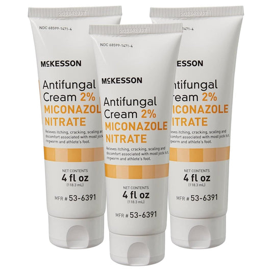 McKesson Antifungal Creme, 2% Miconazolnitrat - Lindert Juckreiz, Brennen, Rissbildung bei Jock Juckreiz, Ringelflechte und Fußpilz - 4 Unzen, 3er-Pack