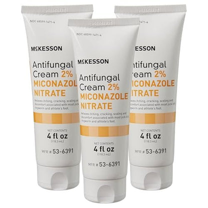 McKesson Antifungal Creme, 2% Miconazolnitrat - Lindert Juckreiz, Brennen, Rissbildung bei Jock Juckreiz, Ringelflechte und Fußpilz - 4 Unzen, 3er-Pack