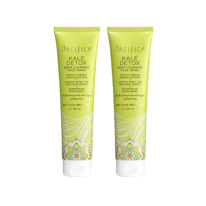 Pacifica Beauty Kale Detox Tiefenreinigendes Gesichtswaschset – Gesichtsreiniger, Make-up-Entferner, Tonerde, Meeresalgen, für alle Hauttypen, fettige und zu Unreinheiten neigende Haut, sulfatfrei, vegan, 2 x 148 ml