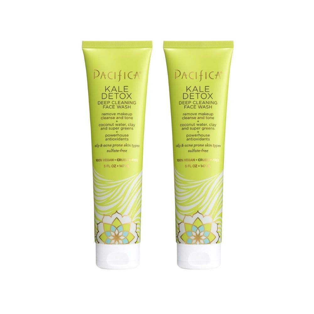 Pacifica Beauty Kale Detox Tiefenreinigendes Gesichtswaschset – Gesichtsreiniger, Make-up-Entferner, Tonerde, Meeresalgen, für alle Hauttypen, fettige und zu Unreinheiten neigende Haut, sulfatfrei, vegan, 2 x 148 ml