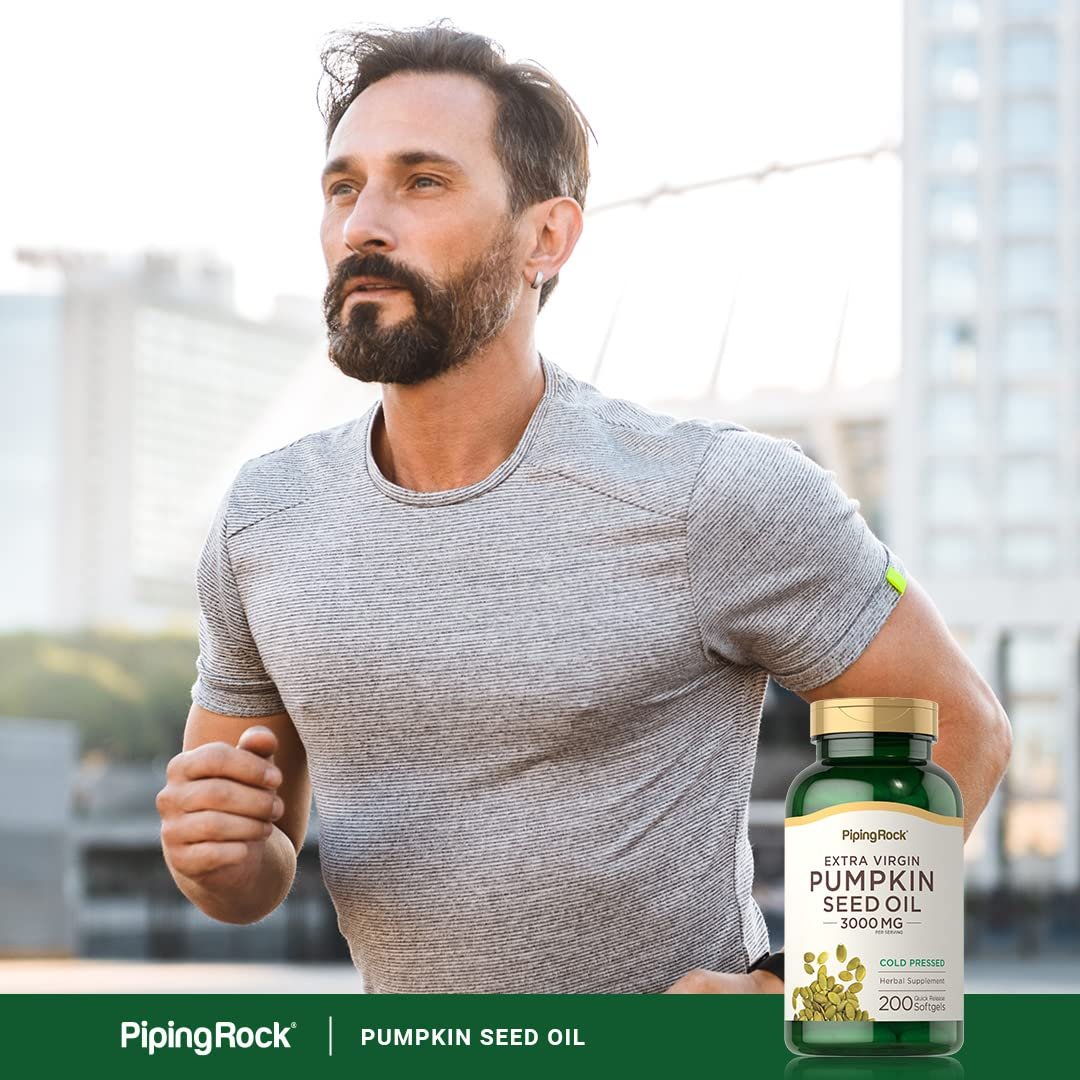 Piping Rock Kürbiskernöl Kapseln | 200 Stück | Kaltgepresstes Nahrungsergänzungsmittel | Extra Virgin mit Omega 6 und 9 | Non-GMO, Glutenfrei