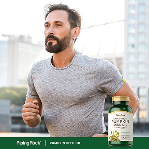 Piping Rock Kürbiskernöl Kapseln | 200 Stück | Kaltgepresstes Nahrungsergänzungsmittel | Extra Virgin mit Omega 6 und 9 | Non-GMO, Glutenfrei
