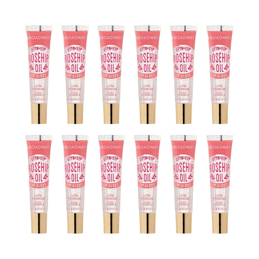 Ruby Kisses Broadway Vita-Lip Klarer Lipgloss (Hagebuttenöl 12er Pack) – Ultra-feuchtigkeitsspendende & beruhigende Formel mit Vitaminölen, Hochglanz ohne Kleben, Heilender Glossy Lippenbalsam mit Vitamin A