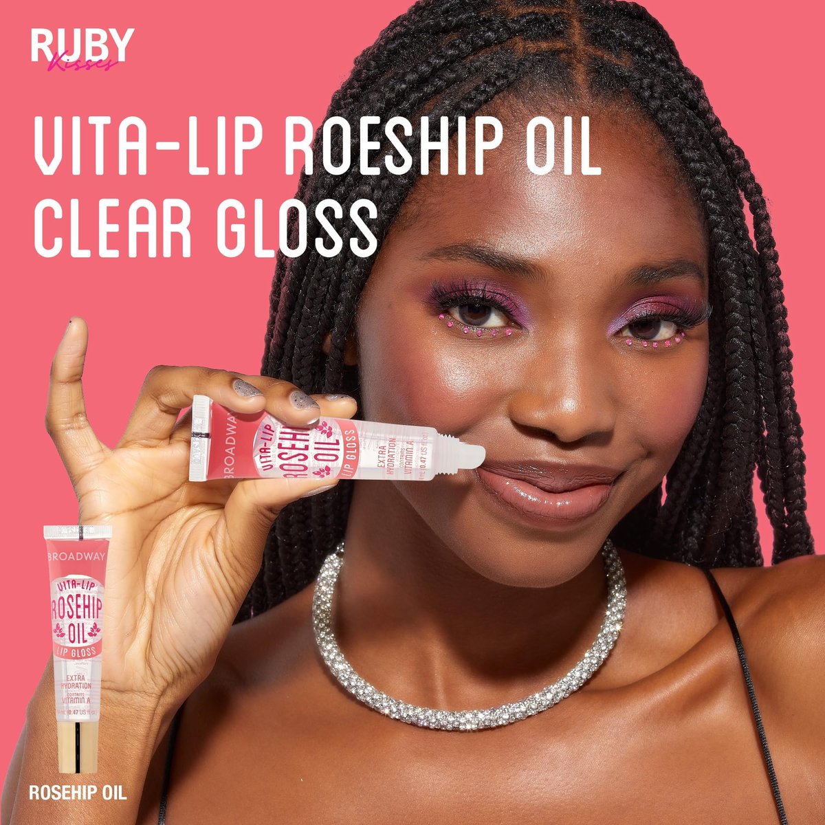 Ruby Kisses Broadway Vita-Lip Klarer Lipgloss (Hagebuttenöl 12er Pack) – Ultra-feuchtigkeitsspendende & beruhigende Formel mit Vitaminölen, Hochglanz ohne Kleben, Heilender Glossy Lippenbalsam mit Vitamin A
