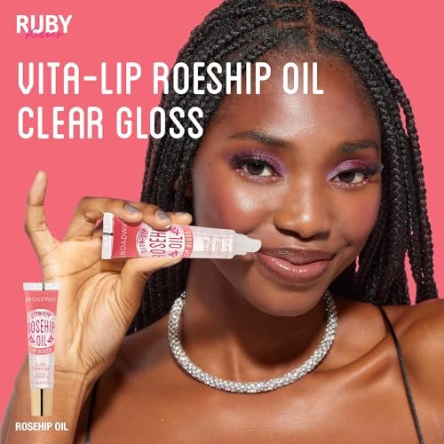 Ruby Kisses Broadway Vita-Lip Klarer Lipgloss (Hagebuttenöl 12er Pack) – Ultra-feuchtigkeitsspendende & beruhigende Formel mit Vitaminölen, Hochglanz ohne Kleben, Heilender Glossy Lippenbalsam mit Vitamin A
