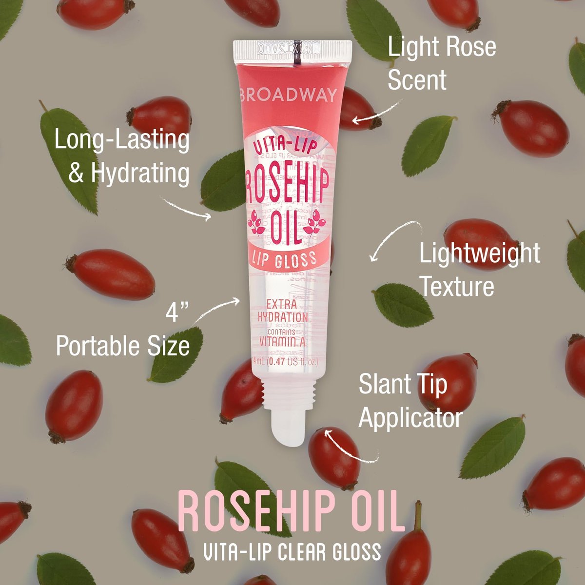Ruby Kisses Broadway Vita-Lip Klarer Lipgloss (Hagebuttenöl 12er Pack) – Ultra-feuchtigkeitsspendende & beruhigende Formel mit Vitaminölen, Hochglanz ohne Kleben, Heilender Glossy Lippenbalsam mit Vitamin A