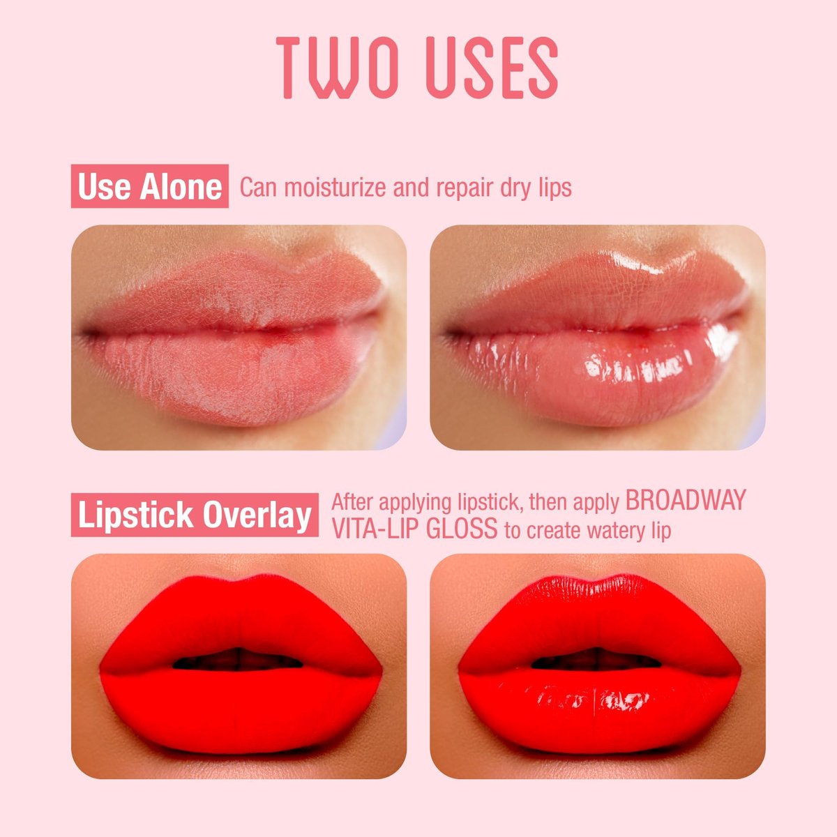 Ruby Kisses Broadway Vita-Lip Klarer Lipgloss (Hagebuttenöl 12er Pack) – Ultra-feuchtigkeitsspendende & beruhigende Formel mit Vitaminölen, Hochglanz ohne Kleben, Heilender Glossy Lippenbalsam mit Vitamin A