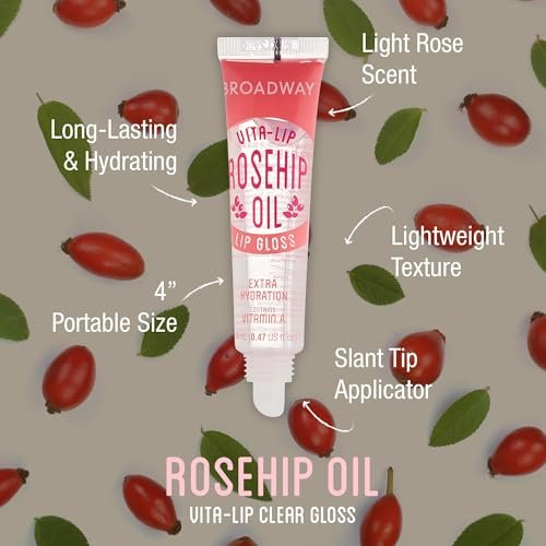 Ruby Kisses Broadway Vita-Lip Klarer Lipgloss (Hagebuttenöl 12er Pack) – Ultra-feuchtigkeitsspendende & beruhigende Formel mit Vitaminölen, Hochglanz ohne Kleben, Heilender Glossy Lippenbalsam mit Vitamin A