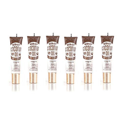 Ruby Kisses Broadway Vita-Lip Klarer Lip Gloss (Kokosnussöl 6er-Pack) – Ultra-feuchtigkeitsspendend & pflegend mit Vitaminölen, Hochglanz ohne Klebrigkeit, Heilender Gloss-Lippenbalsam