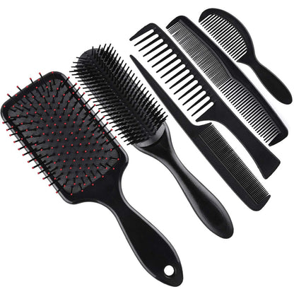 SIQUK 6-teiliges Haarbürsten-Set: Paddle-Bürste und Kämme für nasses, trockenes, lockiges und glattes Haar, für Damen und Herren