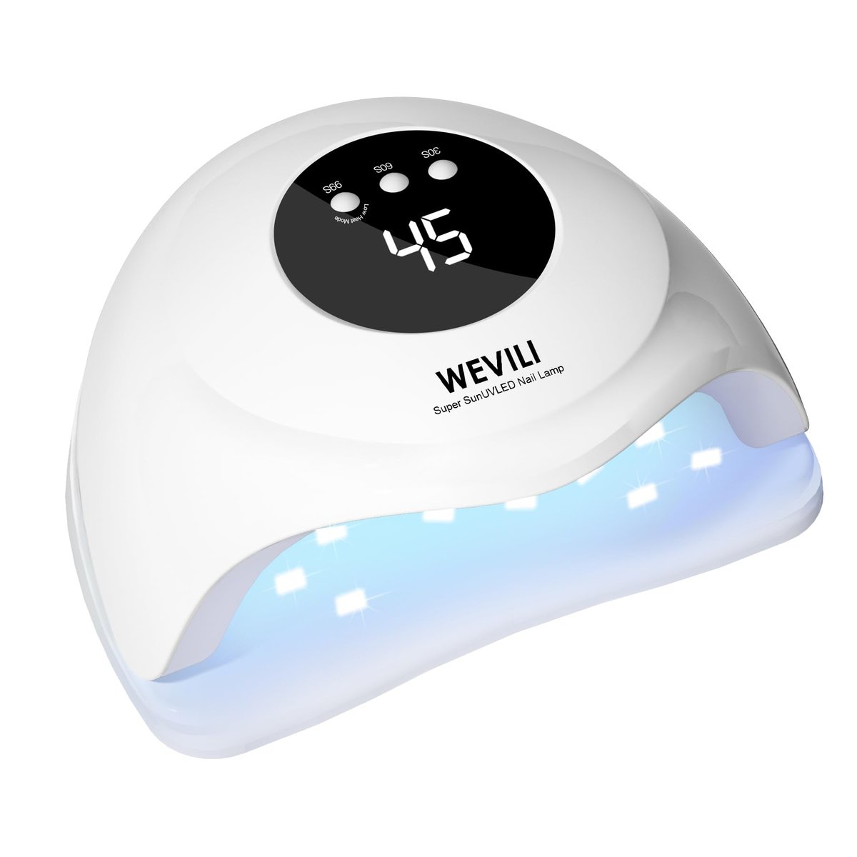 WEVILI 72W UV Nagellampe – UV-Licht für Gelnägel mit Smart Sensor, 3 Timer-Einstellungen & LCD-Display, tragbarer schneller Nageltrockner für Salon und Zuhause (Weiß)