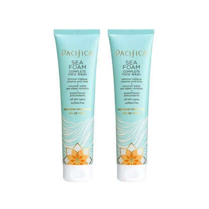 Pacifica Beauty Sea Foam Complete Gesichtsreinigung Set, 2er-Pack, täglicher sanfter Reiniger, Make-up Entferner, mit Kokoswasser und Meeresalgen-Komplex, sulfat- und parabenfrei, vegan, 2 x 148 ml