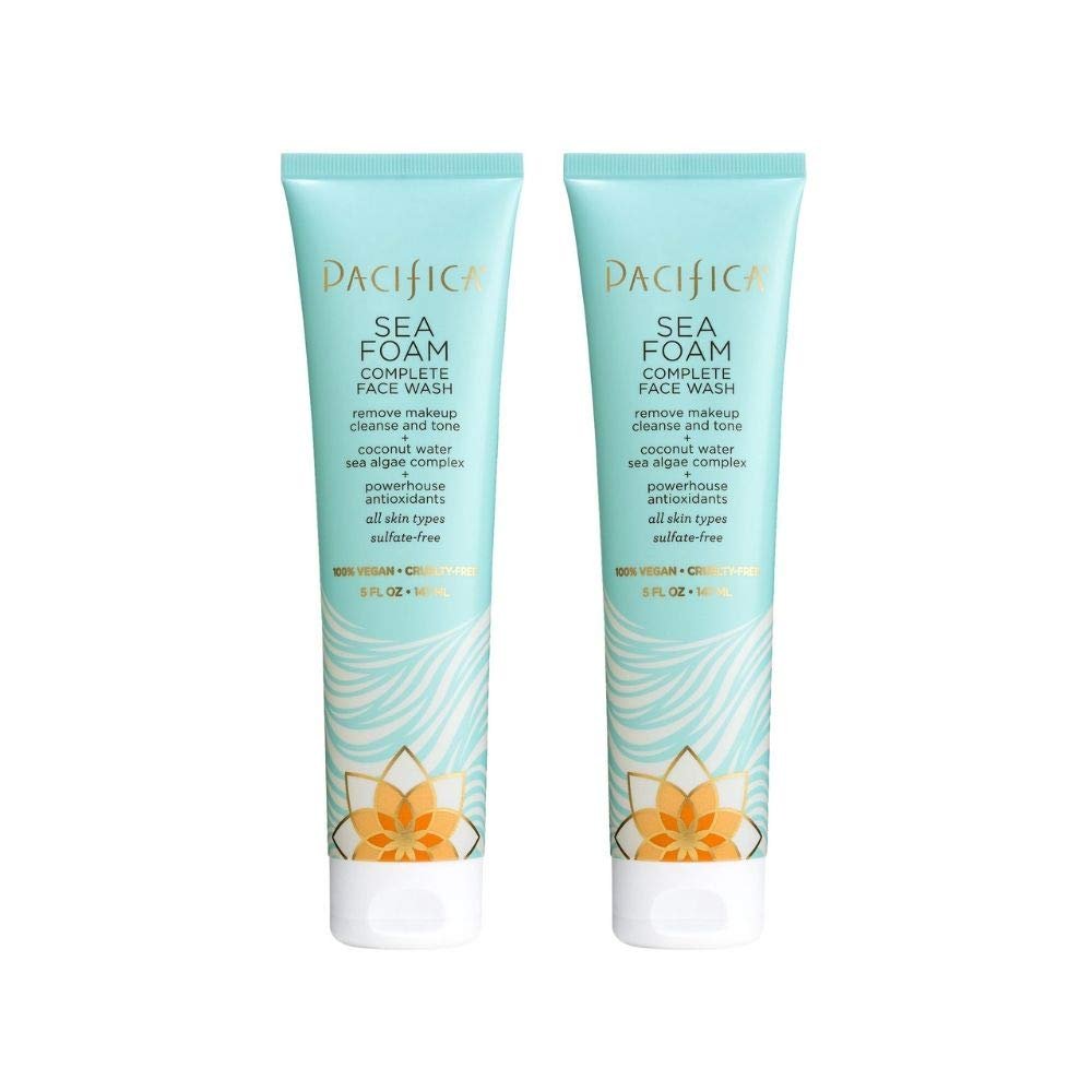 Pacifica Beauty Sea Foam Complete Gesichtsreinigung Set, 2er-Pack, täglicher sanfter Reiniger, Make-up Entferner, mit Kokoswasser und Meeresalgen-Komplex, sulfat- und parabenfrei, vegan, 2 x 148 ml