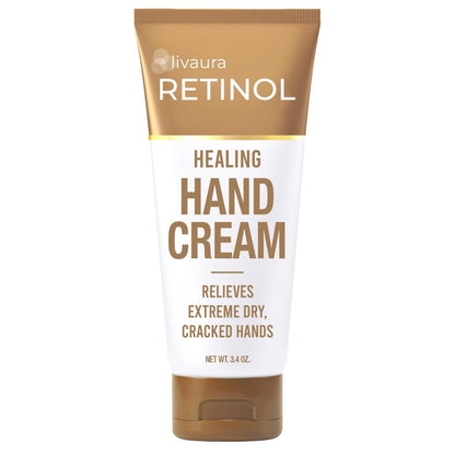 Retinol LIVAURA Handcreme für trockene, rissige Hände – Intensive feuchtigkeitsspendende Handlotion, Tiefenhydratation & Reparatur, schnell einziehend, nicht fettend, stellt Hautbarriere wieder her, weiche, glatte, gesunde Hände