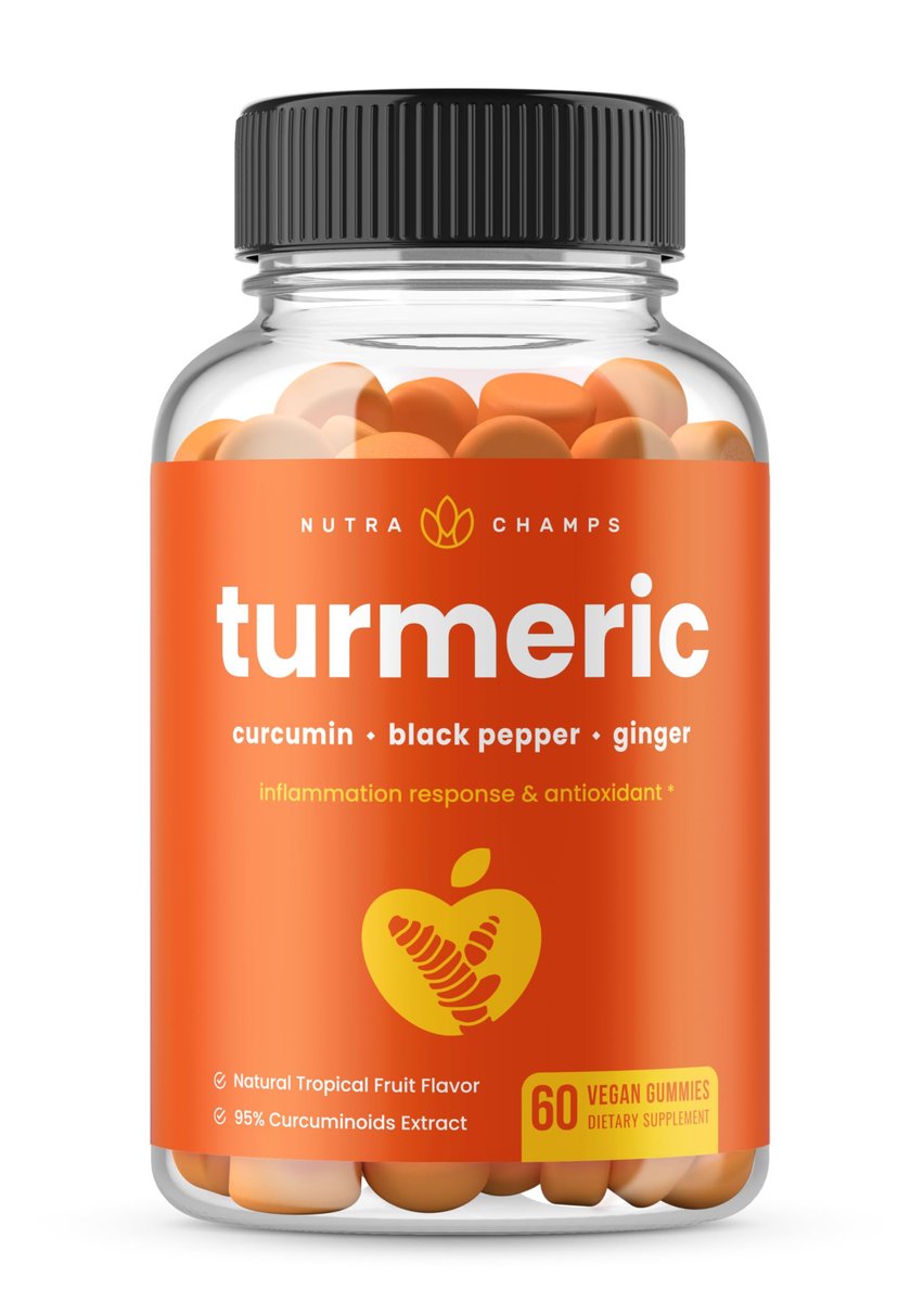 NutraChamps Kurkuma Gummis für Erwachsene & Kinder mit Ingwer & Schwarzem Pfeffer Extrakt, 95% Curcuminoide, vegane natürliche Curcumin Gelenkunterstützung, Tumeric Gummis