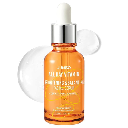 JUMISO All Day Vitamin Serum – Aufhellendes & ausgleichendes Gesichtsserum mit Vitaminen C, A, B, D, E, Niacinamid 20.000 ppm und Vitaminbaum-Extrakt 86,14 % – vegane koreanische Hautpflege, 30 ml