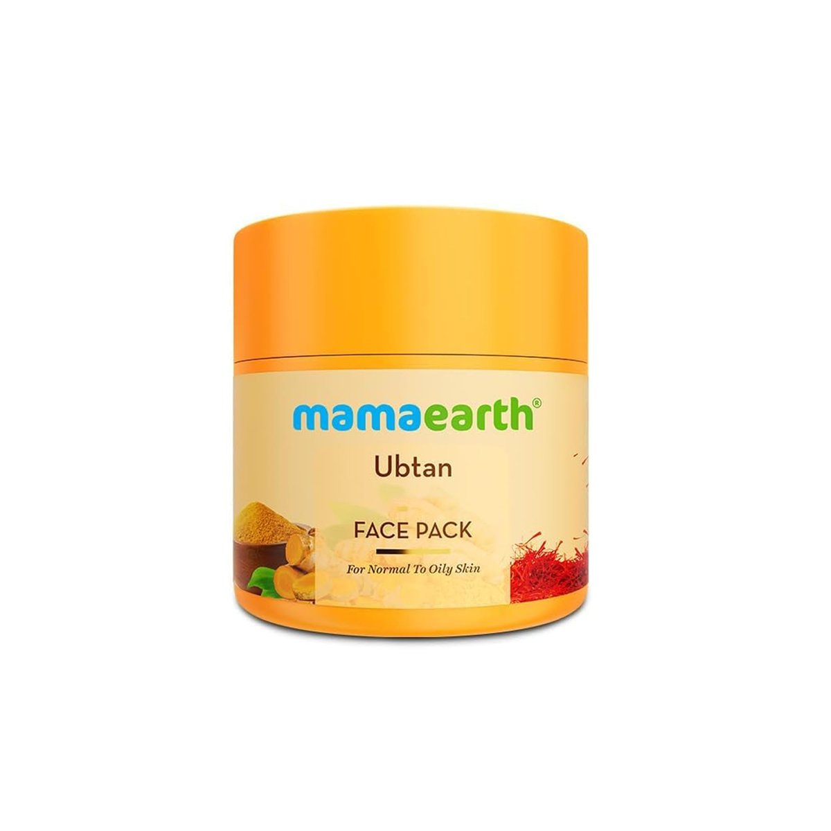 MAMAEARTH Ubtan Gesichtspackung mit Kurkuma & Safran – Natürlicher Glanz & geschmeidige Haut, 100 g
