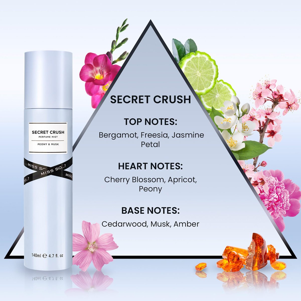 Secret Crush Perfume Mist von So...? – Holziger Duft mit blumigen Noten, erfrischendes Körperspray für Frauen, 4,7 oz (140 ml)