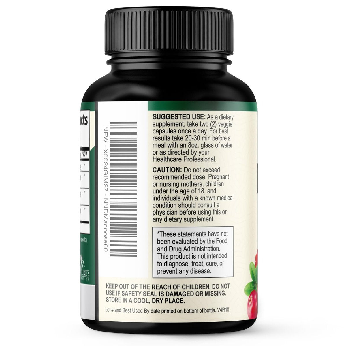 D-Mannose 1000mg pro Portion – Cranberry & Hibiscus – Effektiv schnell wirkend, Spülen Sie die Unreinheiten aus – Unterstützung für Blasen- und Harnwegsgesundheit – für Frauen und Männer – in den USA abgefüllt – 60 Kapseln