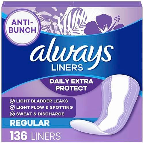 Always Slipeinlagen für Frauen Anti-Bunch Xtra Protection Tägliche Einlagen, Regular, ohne Duft, 136 Stück