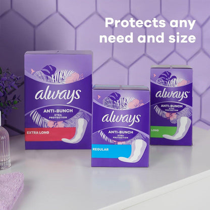Always Slipeinlagen für Frauen Anti-Bunch Xtra Protection Tägliche Einlagen, Regular, ohne Duft, 136 Stück