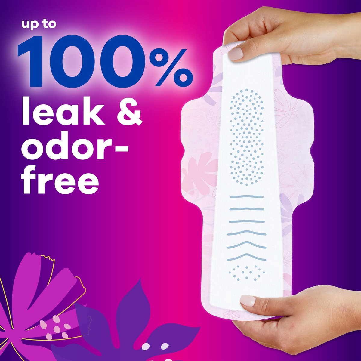 Always Radiant Flexfoam Damenbinden für Frauen, Größe 5, Extra Stark für die Nacht, mit Flügeln, beduftet, 18 Stück