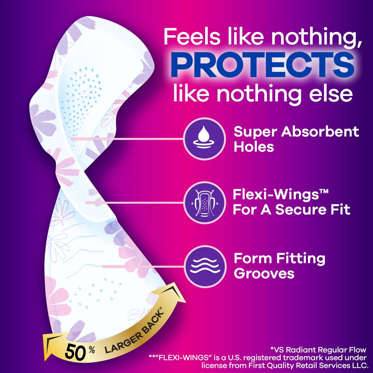 Always Radiant Flexfoam Damenbinden für Frauen, Größe 5, Extra Stark für die Nacht, mit Flügeln, beduftet, 18 Stück