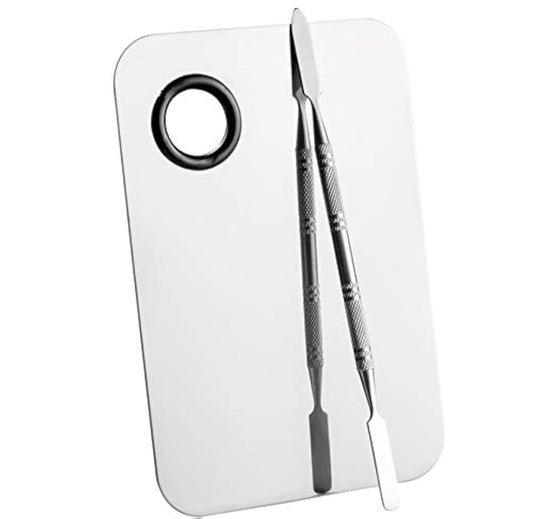 Sinen Professionelle Edelstahl Make-up Palette mit Spatel – 6 x 4 Zoll (Silber) für Nagelkunst, Lidschatten und Pigmentmischung