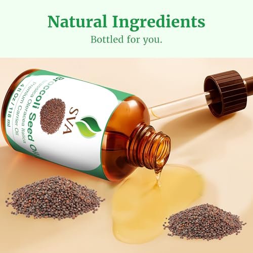 SVA Brokkolisamenöl – 100% natürliches, kaltgepresstes Brokkoliöl für Gesicht, Hautpflege, Haarpflege, Kopfhautmassage & Körpermassage – Trägeröl mit Pipette, 118 ml