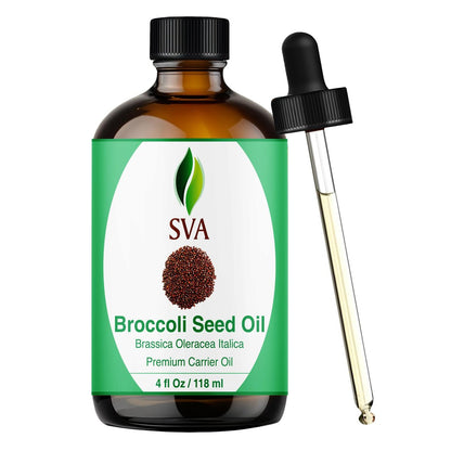 SVA Brokkolisamenöl – 100% natürliches, kaltgepresstes Brokkoliöl für Gesicht, Hautpflege, Haarpflege, Kopfhautmassage & Körpermassage – Trägeröl mit Pipette, 118 ml