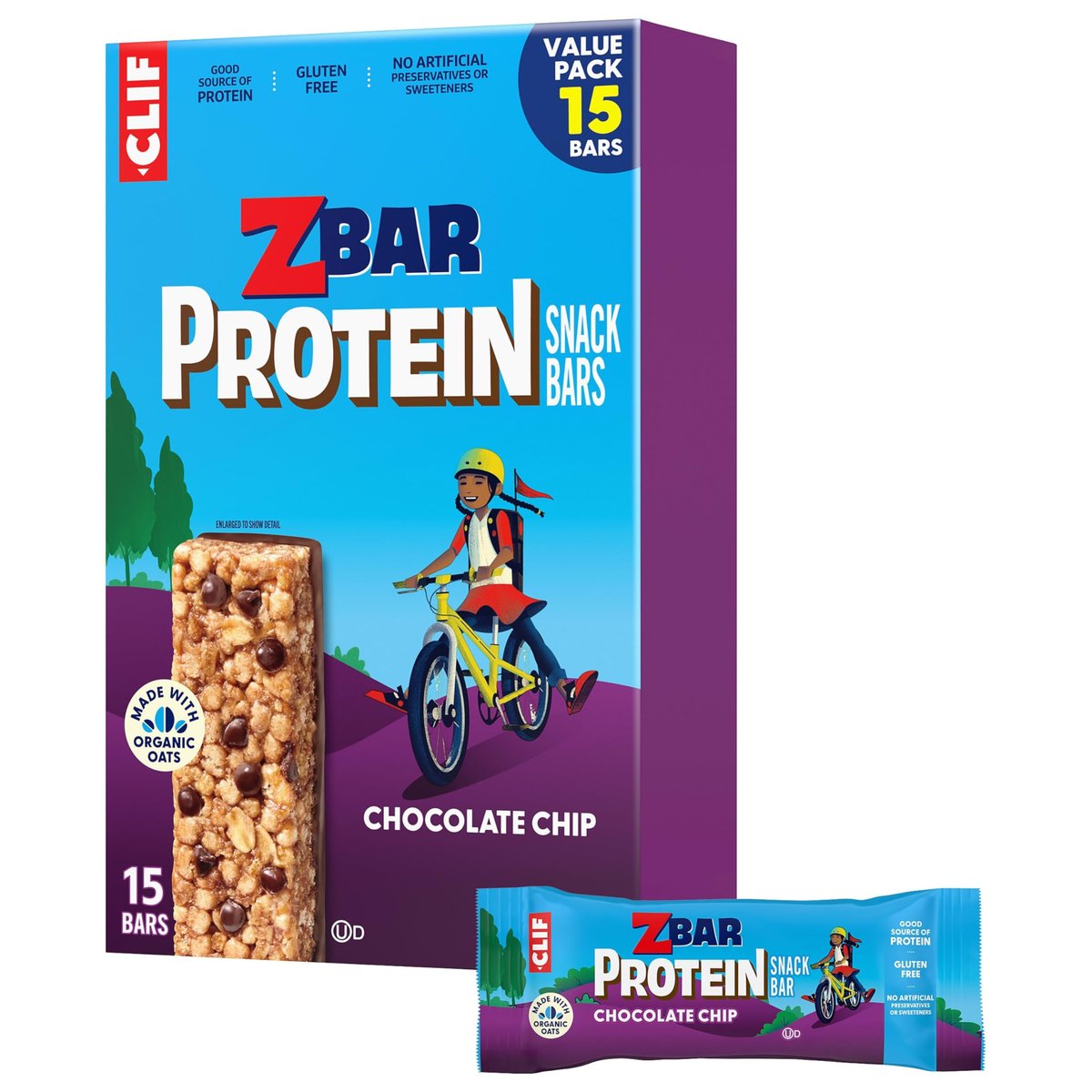 Zbar Protein - Chocolate Chip - Knusprige Snackriegel - Hergestellt mit Bio-Hafer - Nicht-GMO - 5g Protein - Glutenfreie Proteinriegel (15er Pack)