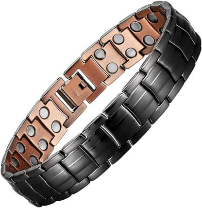 MagEnergy Herren Kupfer Magnet Armband – 99,9% reines Kupfer mit doppelreihigen starken Magneten, verstellbar mit Größeneinsteller
