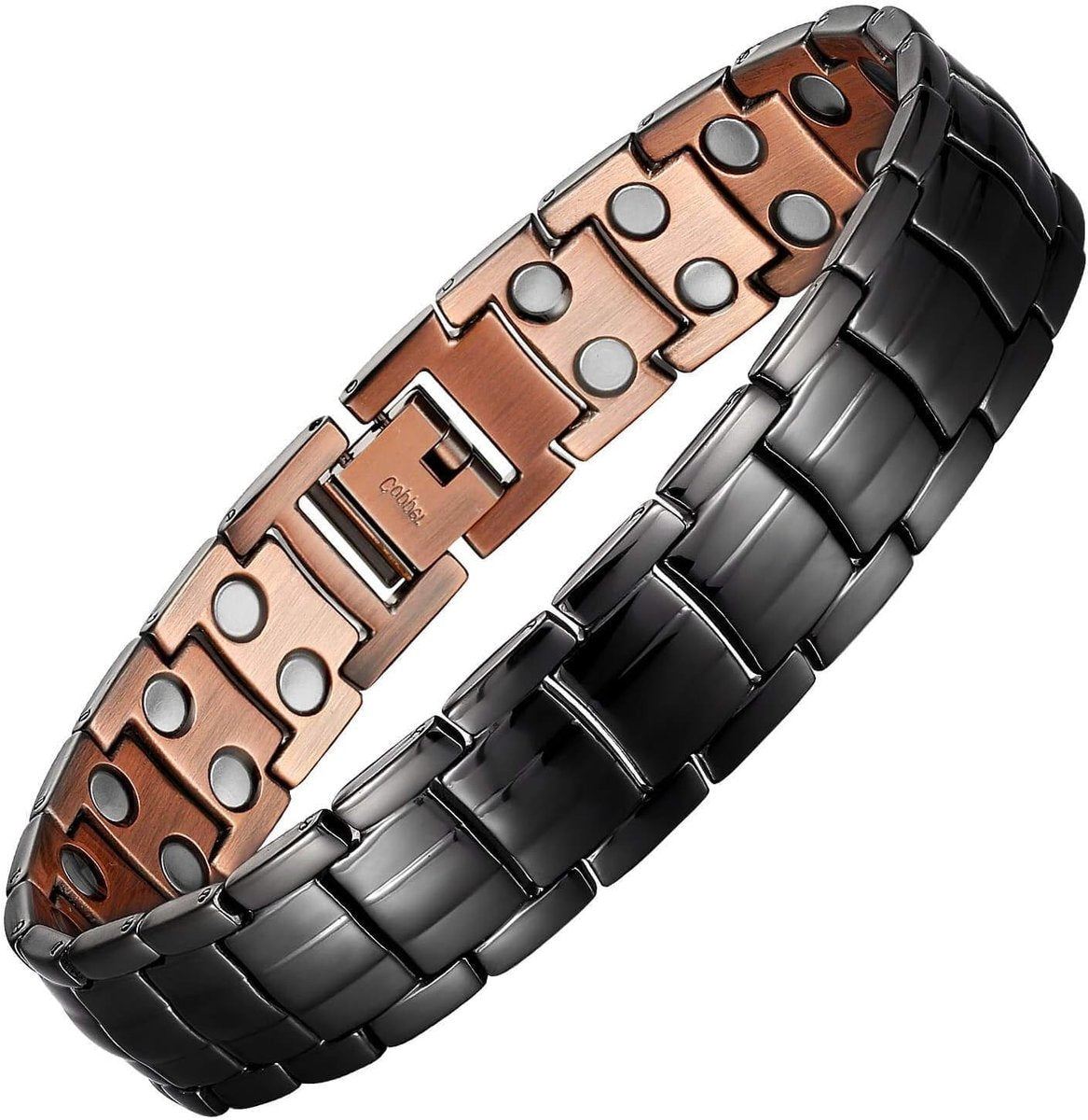 MagEnergy Herren Kupfer Magnet Armband – 99,9% reines Kupfer mit doppelreihigen starken Magneten, verstellbar mit Größeneinsteller