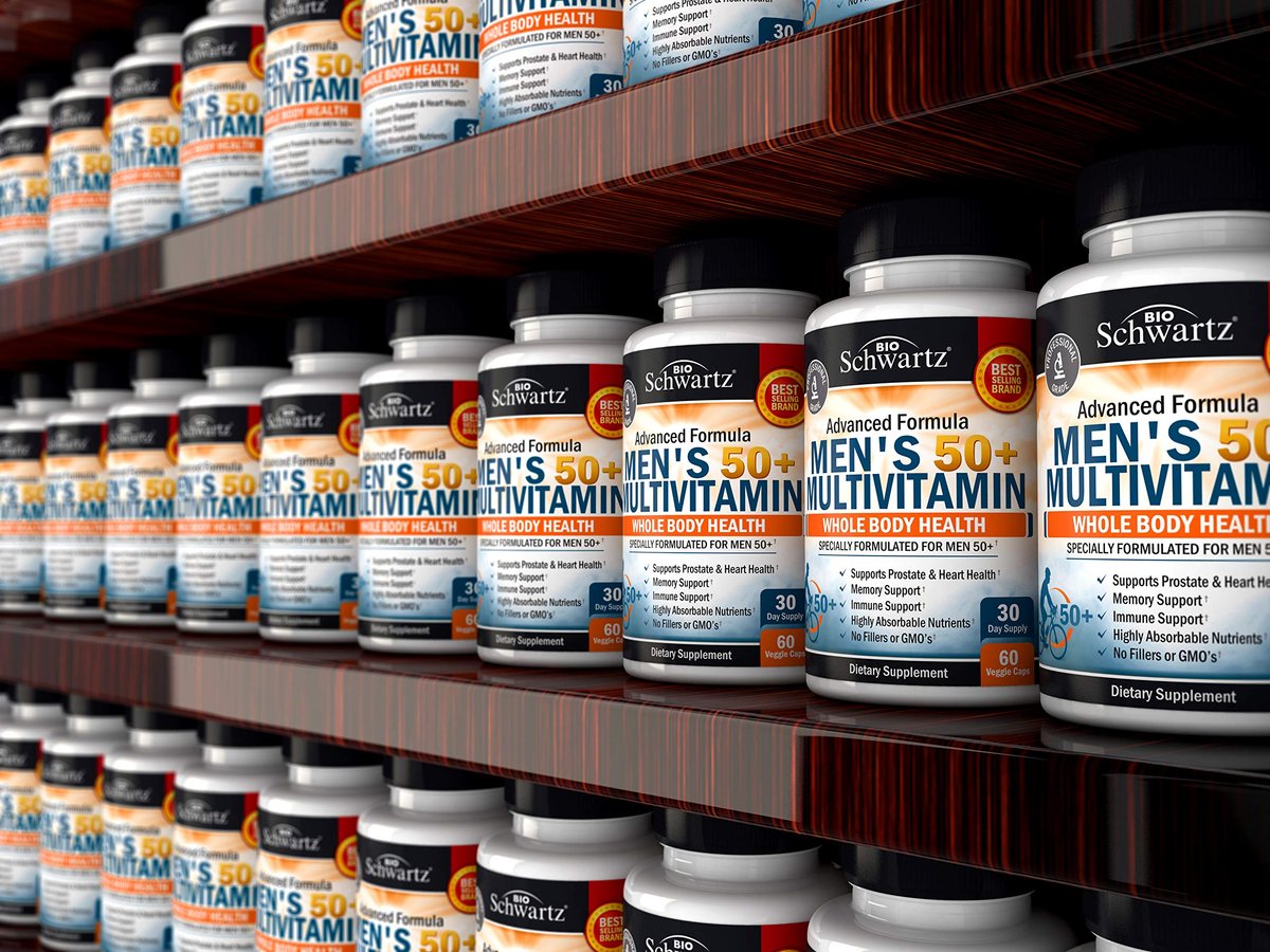 Tägliches Multivitamin für Männer ab 50 – Unterstützung für Herzgesundheit – mit Zink, Vitamin A, B, C, D3, E – für Gedächtnis und Gehirngesundheit – Ganzkörpergesundheit – 60 Kapseln