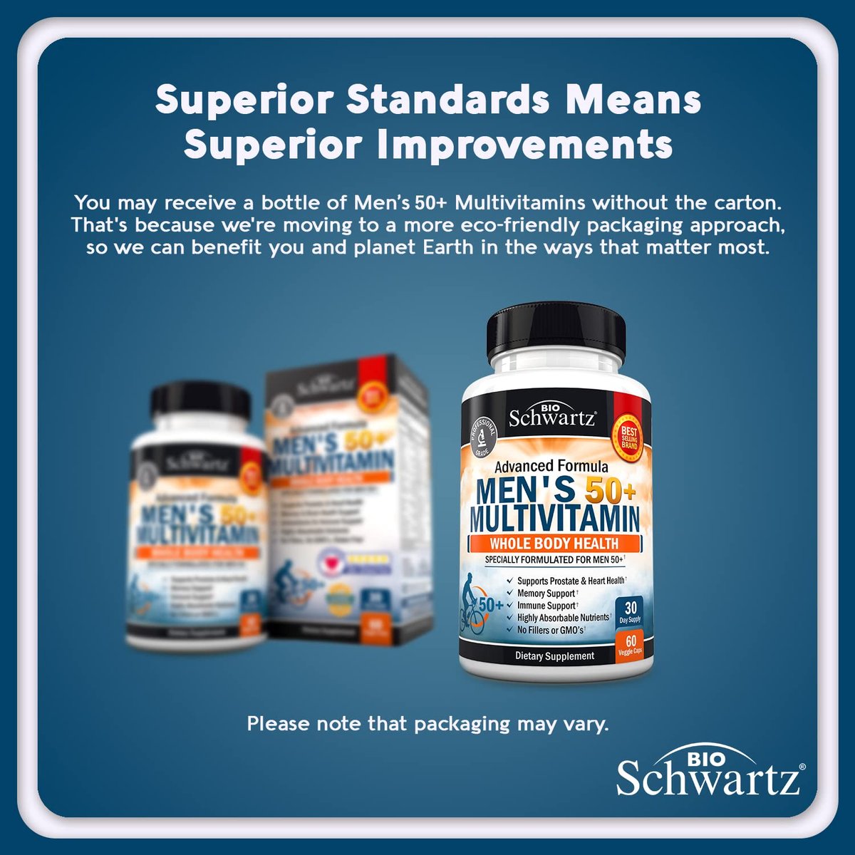 Tägliches Multivitamin für Männer ab 50 – Unterstützung für Herzgesundheit – mit Zink, Vitamin A, B, C, D3, E – für Gedächtnis und Gehirngesundheit – Ganzkörpergesundheit – 60 Kapseln