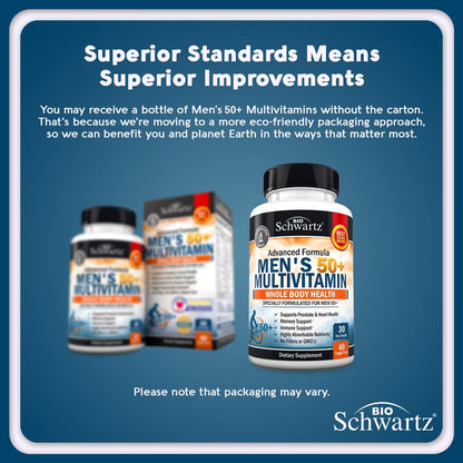 Tägliches Multivitamin für Männer ab 50 – Unterstützung für Herzgesundheit – mit Zink, Vitamin A, B, C, D3, E – für Gedächtnis und Gehirngesundheit – Ganzkörpergesundheit – 60 Kapseln