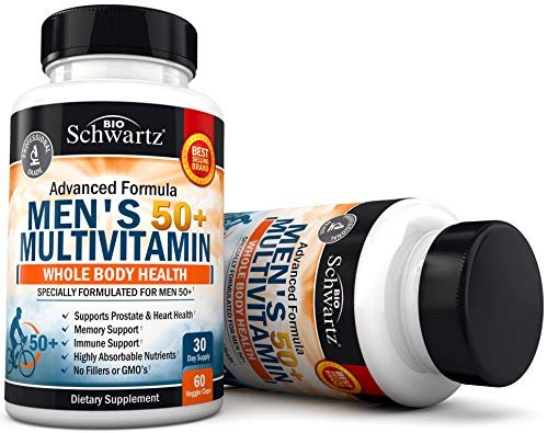 Tägliches Multivitamin für Männer ab 50 – Unterstützung für Herzgesundheit – mit Zink, Vitamin A, B, C, D3, E – für Gedächtnis und Gehirngesundheit – Ganzkörpergesundheit – 60 Kapseln