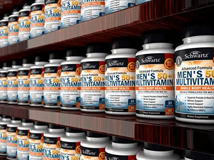 Tägliches Multivitamin für Männer ab 50 – Unterstützung für Herzgesundheit – mit Zink, Vitamin A, B, C, D3, E – für Gedächtnis und Gehirngesundheit – Ganzkörpergesundheit – 60 Kapseln