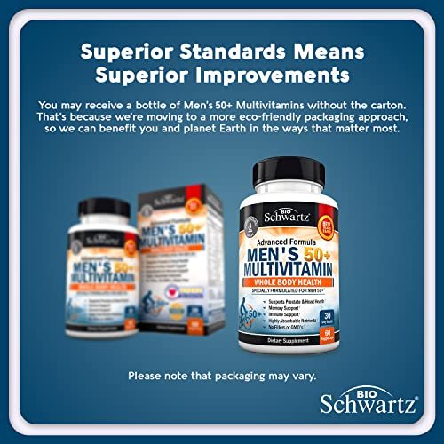 Tägliches Multivitamin für Männer ab 50 – Unterstützung für Herzgesundheit – mit Zink, Vitamin A, B, C, D3, E – für Gedächtnis und Gehirngesundheit – Ganzkörpergesundheit – 60 Kapseln