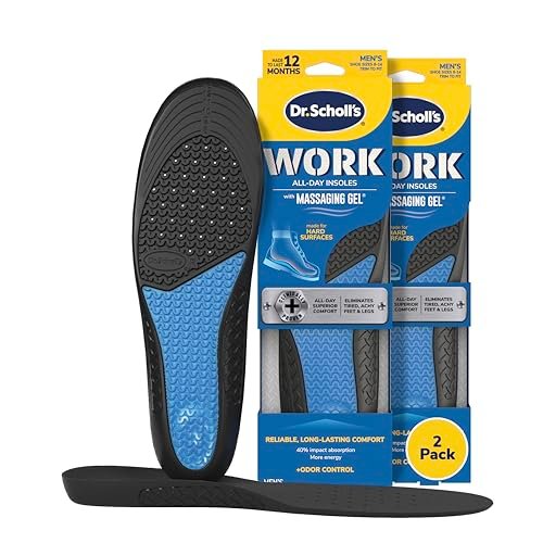 Dr. Scholl's Work Einlegesohlen (2 Paar) // Ganztägige Stoßdämpfung und verstärkte Fußgewölbeunterstützung für Arbeitsstiefel und mehr (für Herren 40-48, auch für Damen 38-42) 1 Paar (2er-Pack)