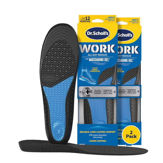 Dr. Scholl's Work Einlegesohlen (2 Paar) // Ganztägige Stoßdämpfung und verstärkte Fußgewölbeunterstützung für Arbeitsstiefel und mehr (für Herren 40-48, auch für Damen 38-42) 1 Paar (2er-Pack)