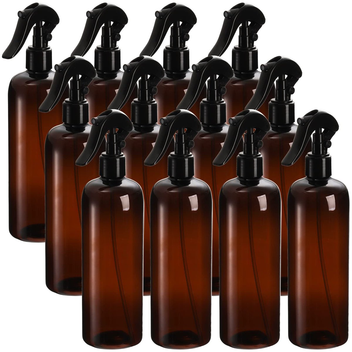 Bekith 12er-Pack Plastik-Sprühflaschen mit schwarzen Feinsprühdüsen, 16 oz nachfüllbare Sprühbehälter für Reinigungslösungen, Pflanzen, Haare