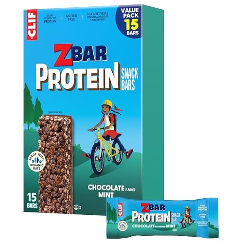 Zbar Protein Riegel – Schokoladen-Minz-Geschmack, knusprige Snack-Riegel mit Bio-Hafer, Non-GMO, 5g Protein, glutenfrei (15er Pack)