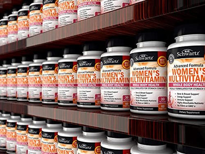 Multivitamin für Frauen mit Vitamin D3 - Multivitamine für Knochen, Brust, Haut, Gelenke, Energie - Vitamine zur Unterstützung des Immunsystems - Natürliche Immunabwehr - Gelenkunterstützung - 60 Kapseln